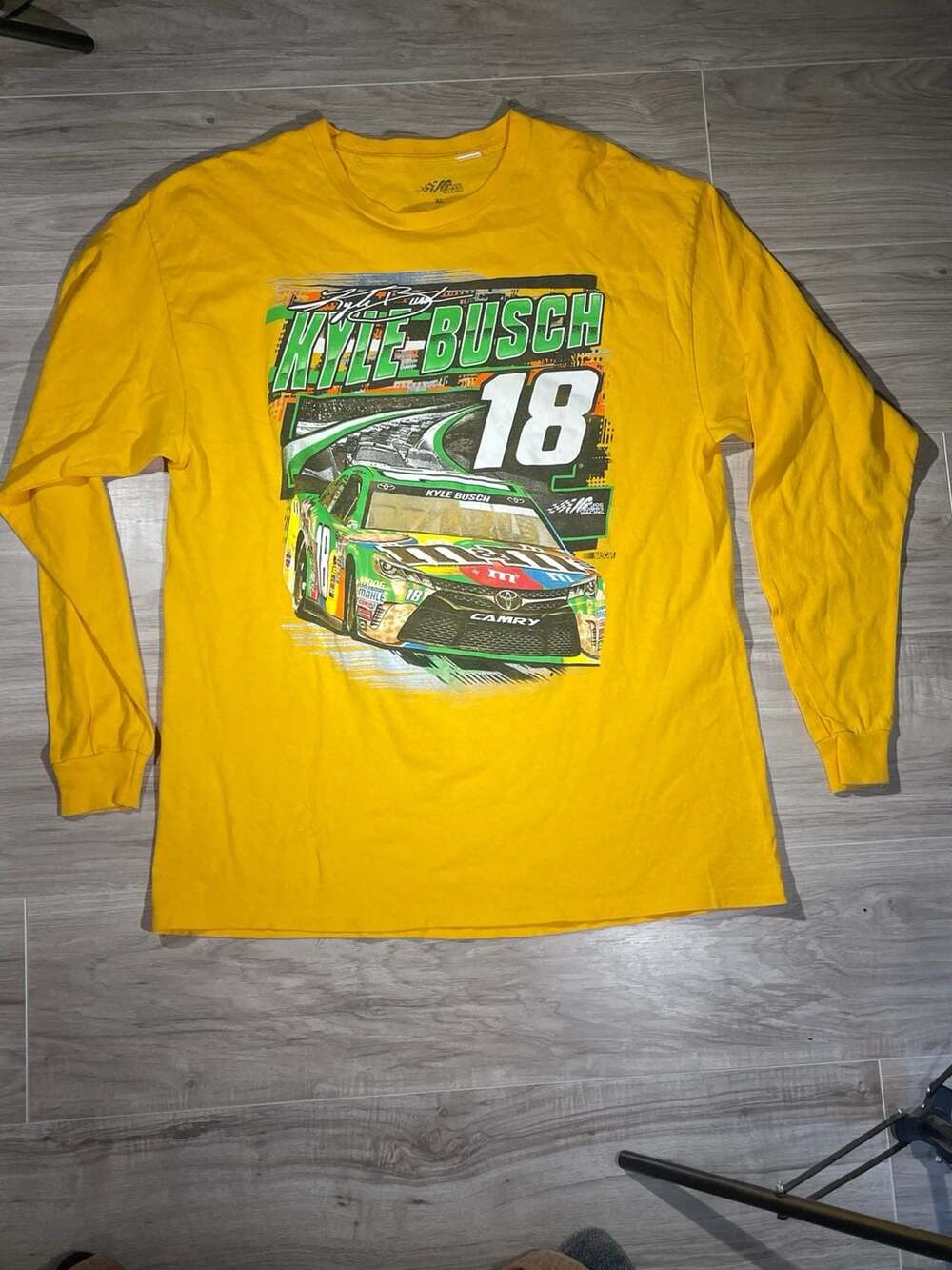 Joe Gibbs Racing Kyle Busch M&M's NASCAR Long Sleeve Yellow T-Shirt XL